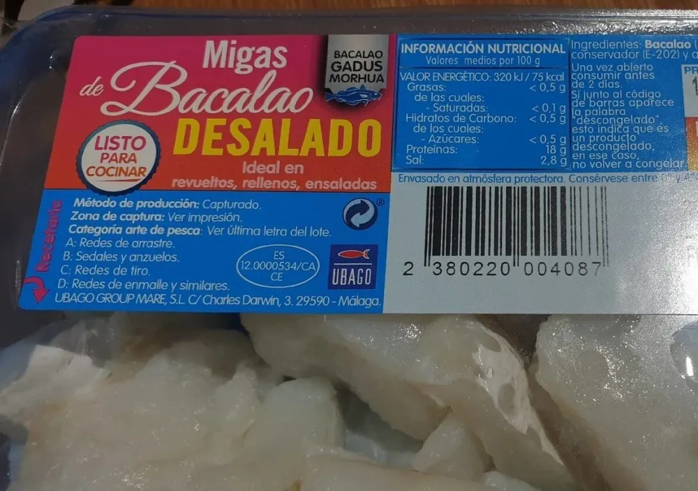 Migas de bacalao desalado