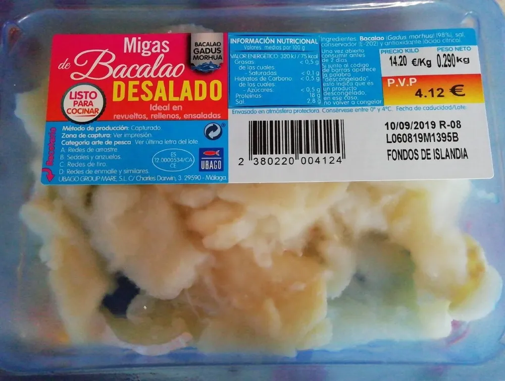 Migas de bacalao desalado