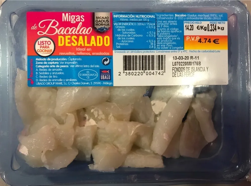 Migas de bacalao desalado