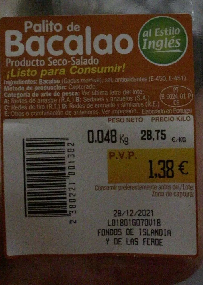 Palito de bacalao