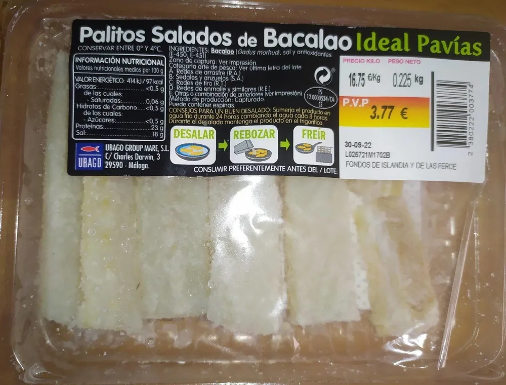 Palitos salados de bacalao