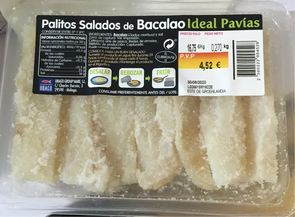 Palitos salados de bacalao