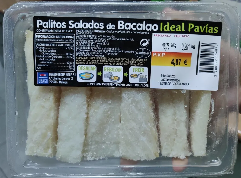 Palitos salados de bacalao