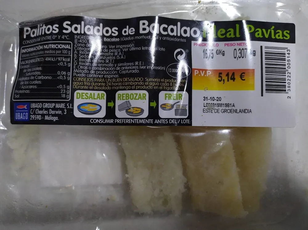 Palitos salados de Bacalao
