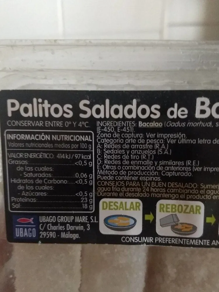 Palitos salados de bacalao