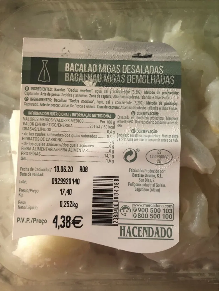 Bacalao migas desaladas