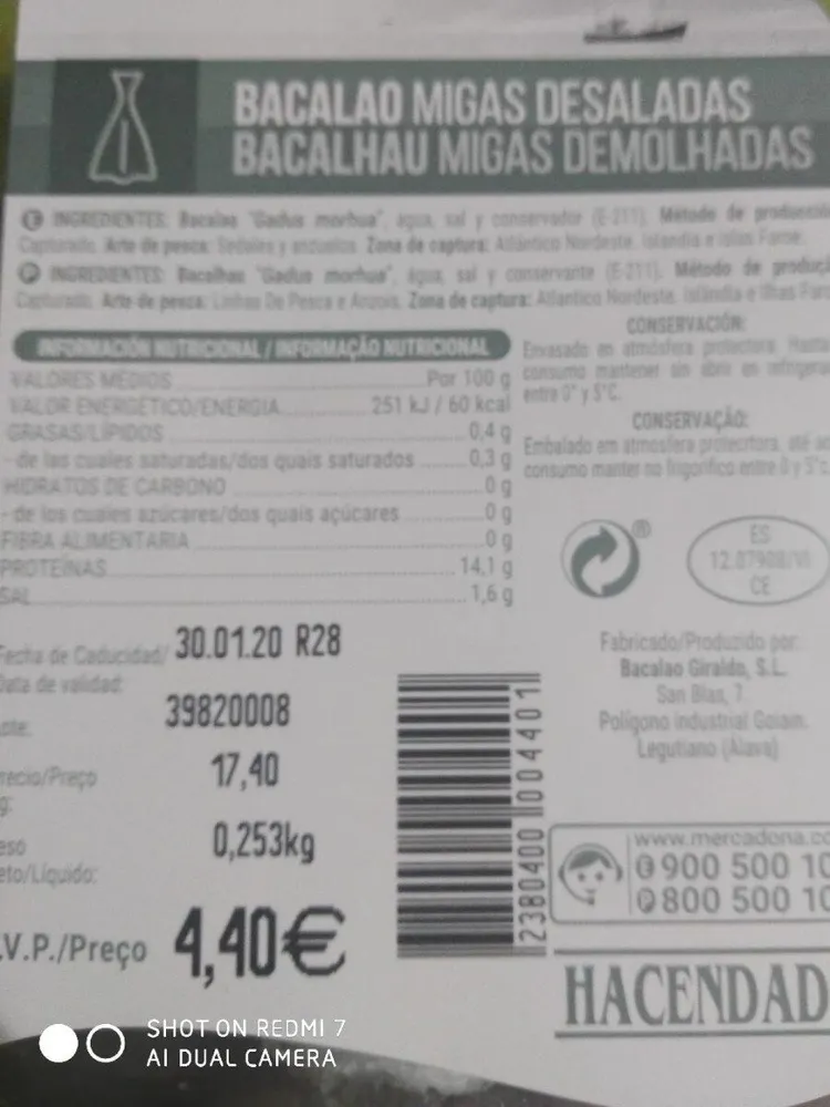 Bacalao migas desaladas