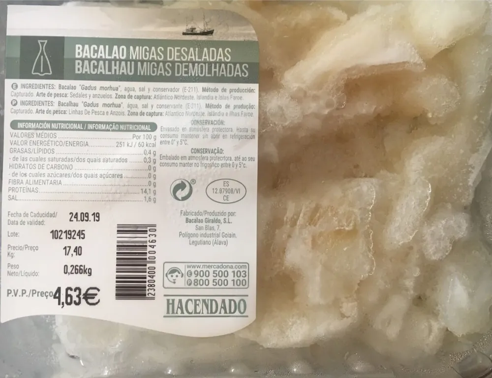 Bacalao migas desaladas