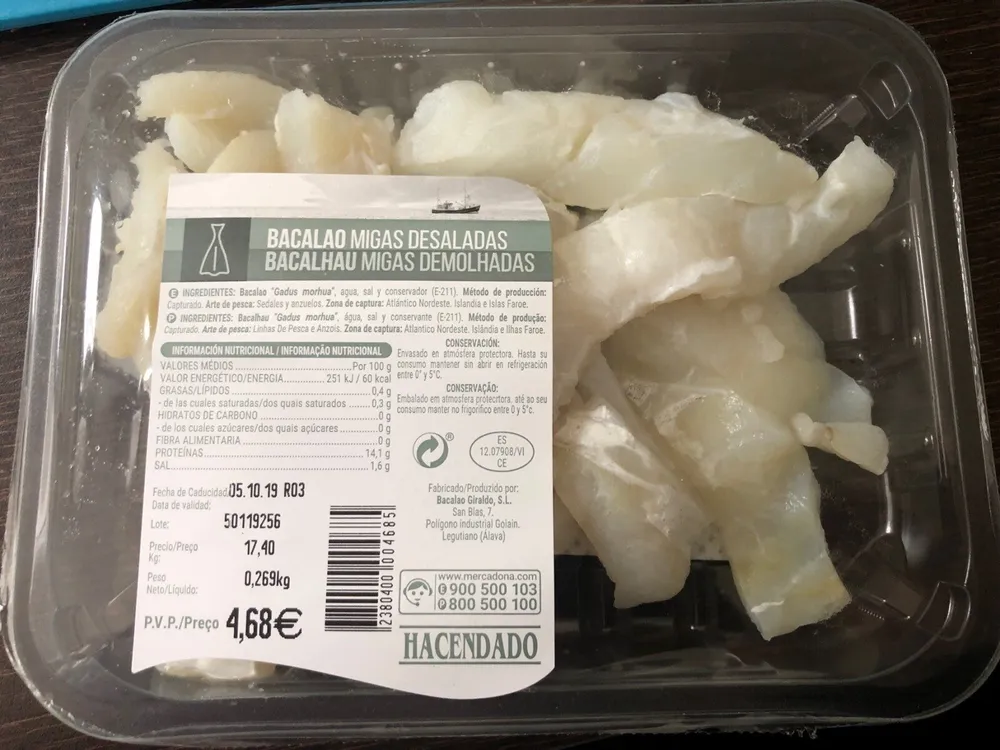 Bacalao migas desaladas