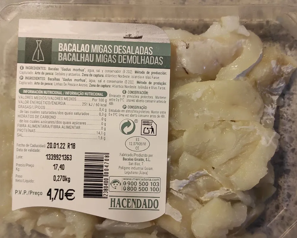 Bacalao Migas desaladas