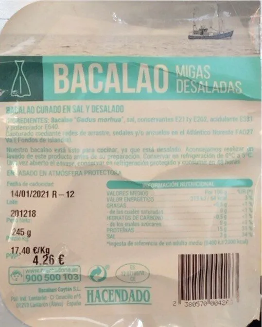 Bacalao Migas desaladas