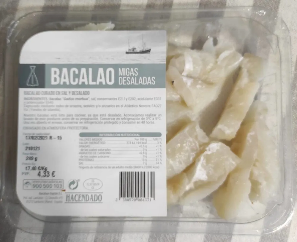 Bacalao curado desmigado