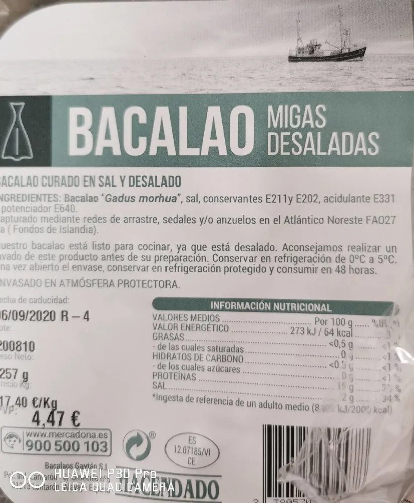 Bacalao migas desaladas