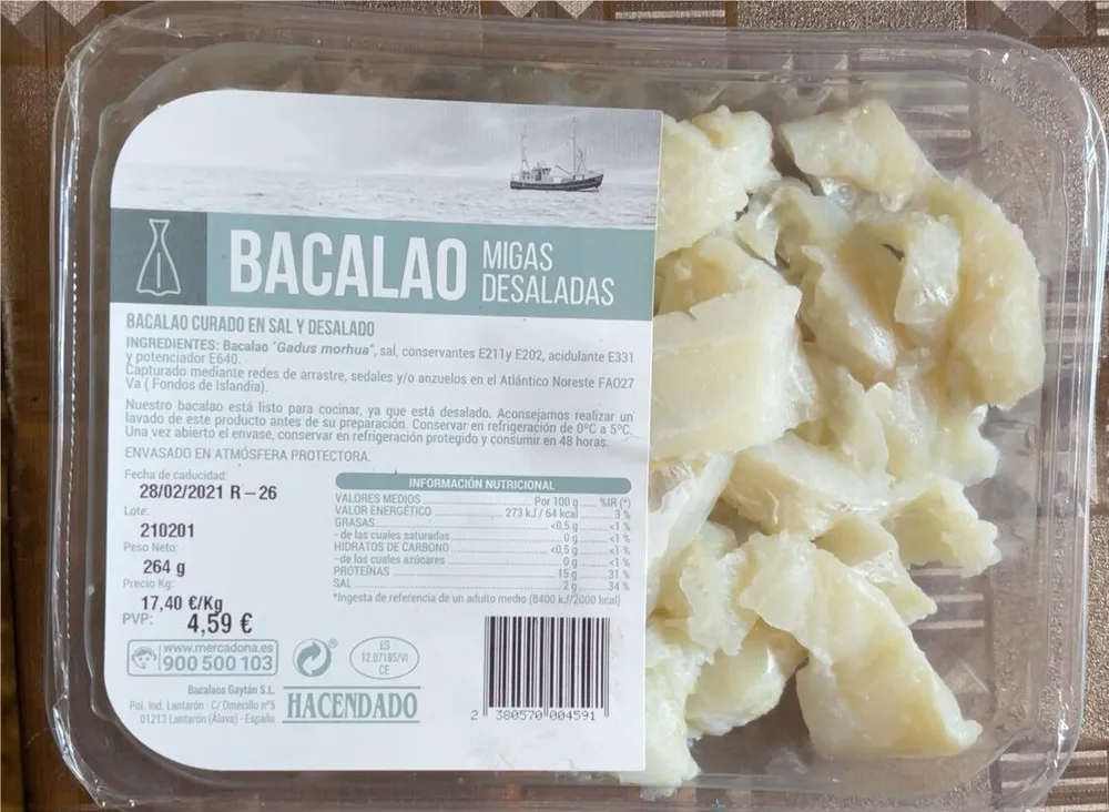 Bacalao migas desaladas