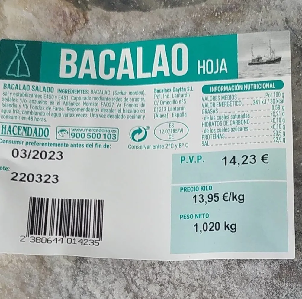 Bacalao hoja