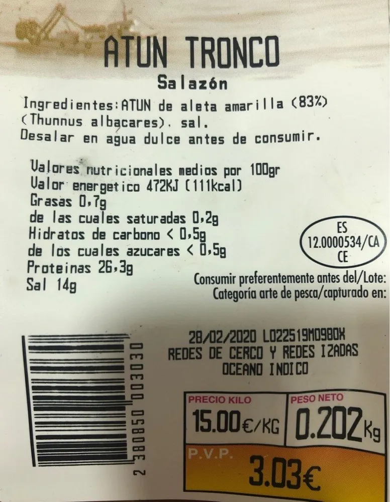 Atún tronco salazón