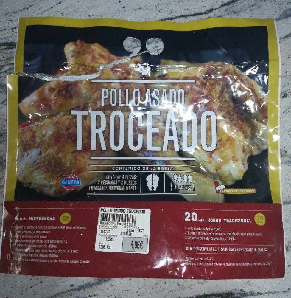 Pollo asado troceado