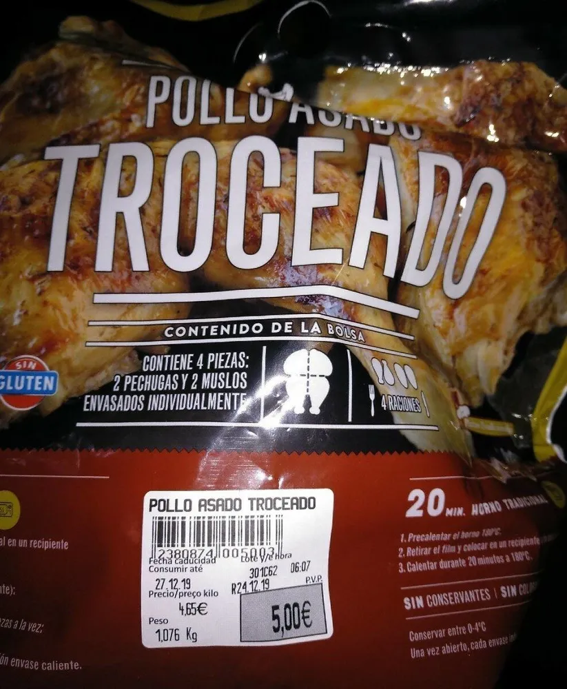 Pollo asado trozeado