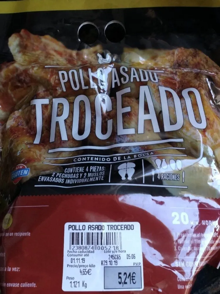 Pollo asado troceado
