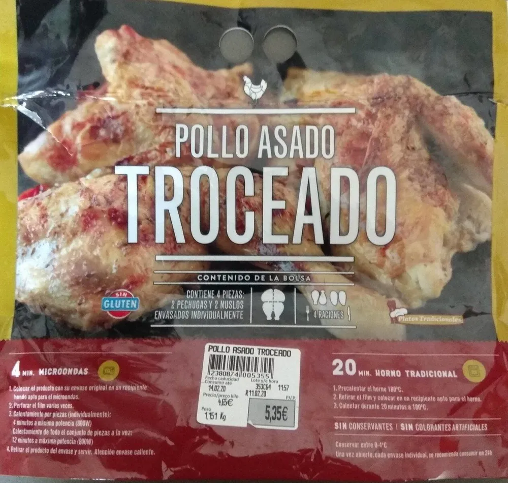 Pollo asado troceado