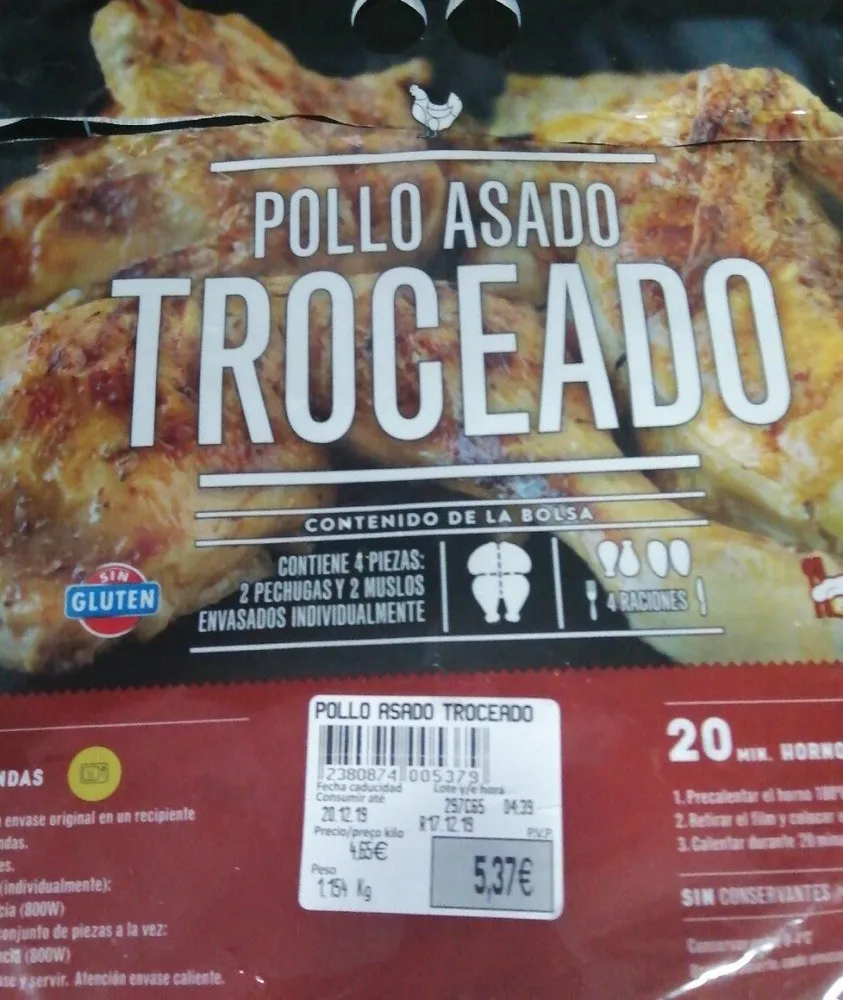 Pollo asado troceado