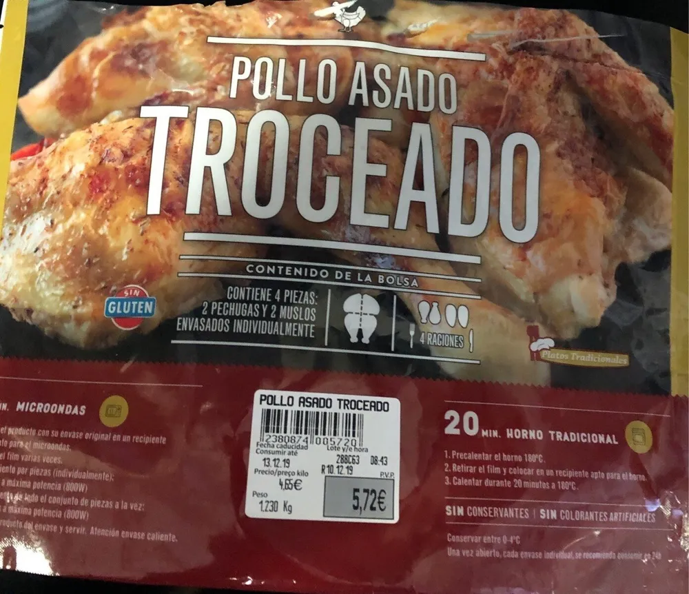 Pollo asado troceado