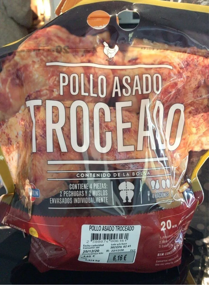 Pollo asado troceado