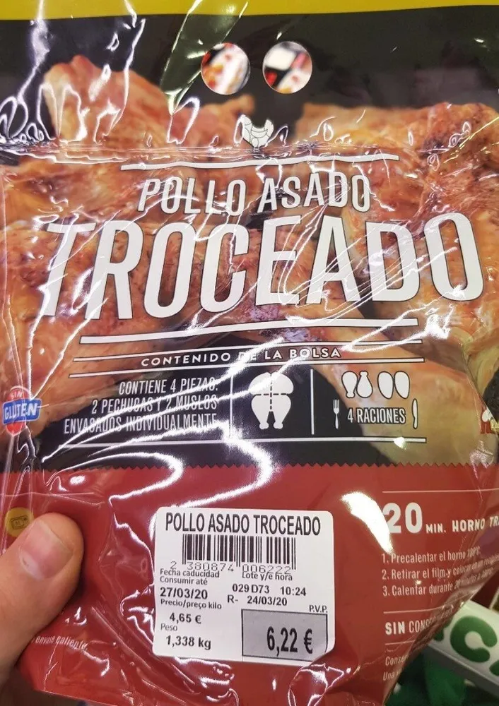 Pollo asado troceado