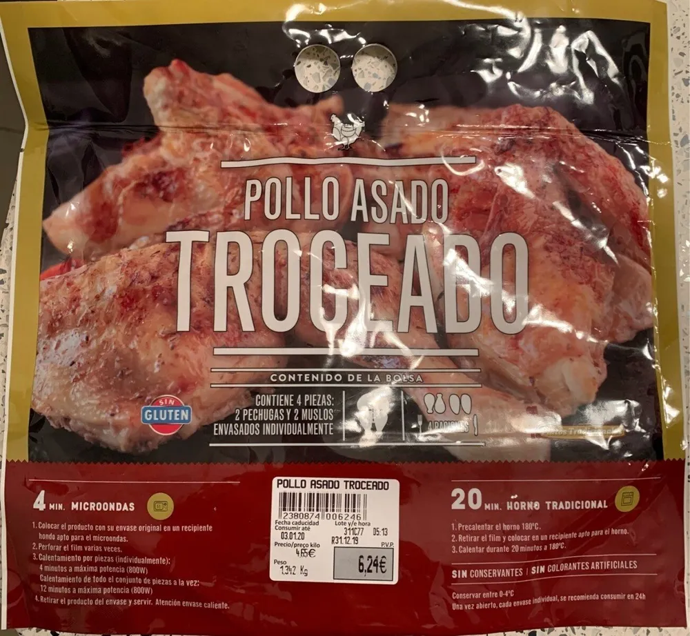 Pollo asado troceado