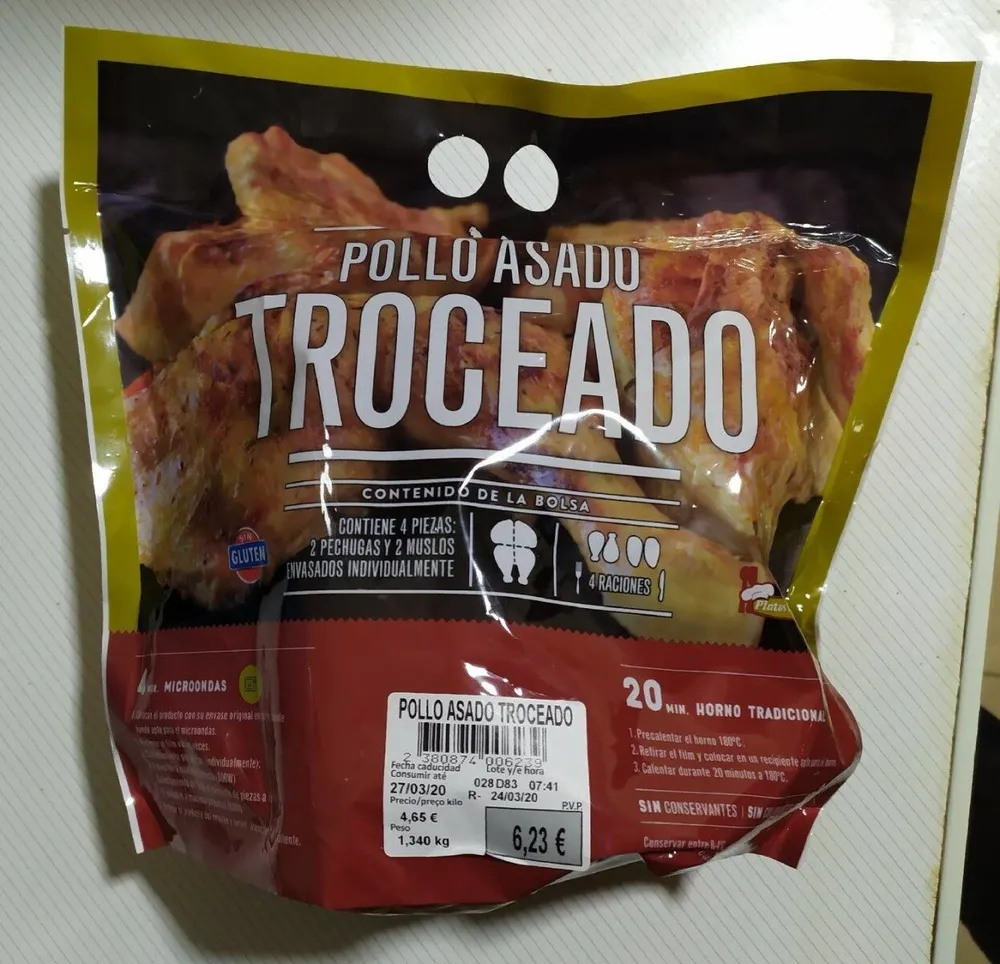 Pollo asado troceado