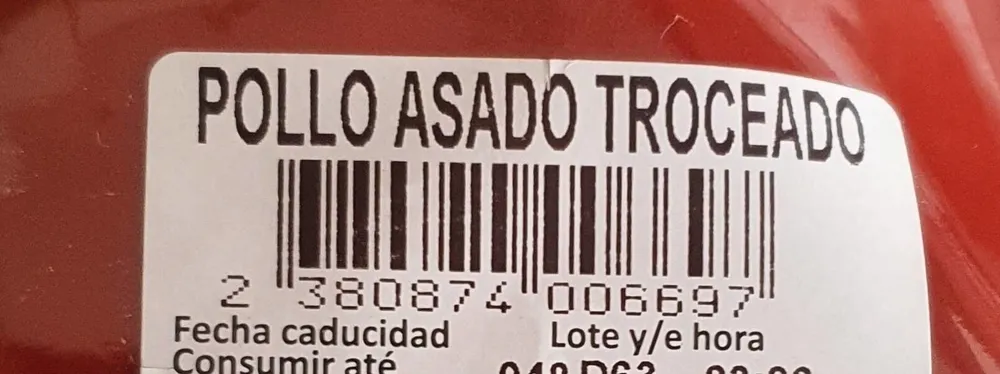 Pollo asado troceado