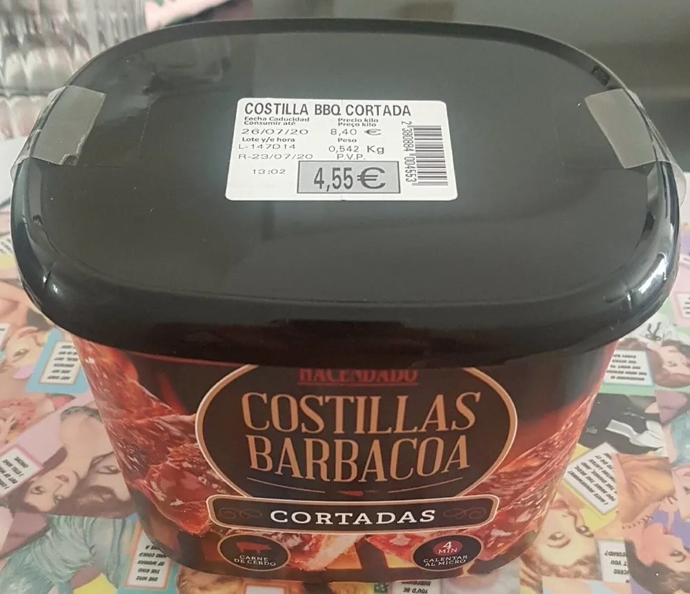 Costillas barbacoa cortadas