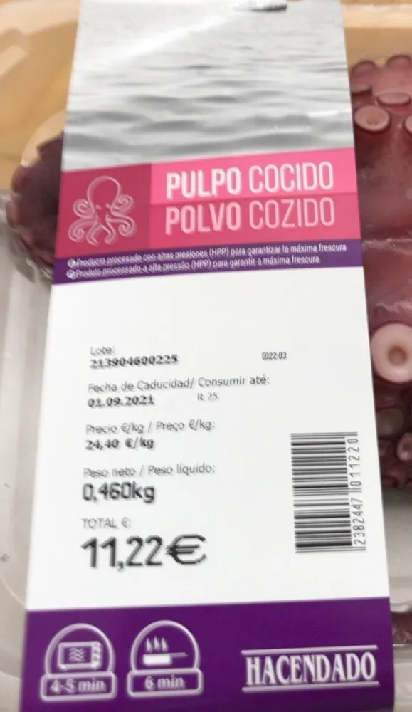 Pulpo cocido