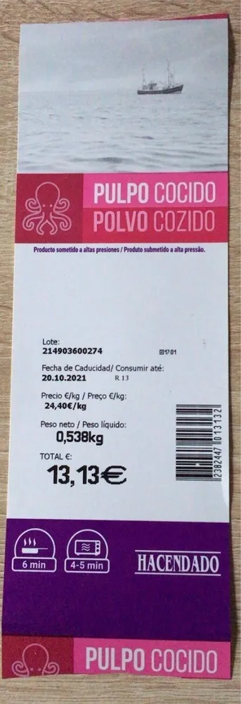Pulpo cocido