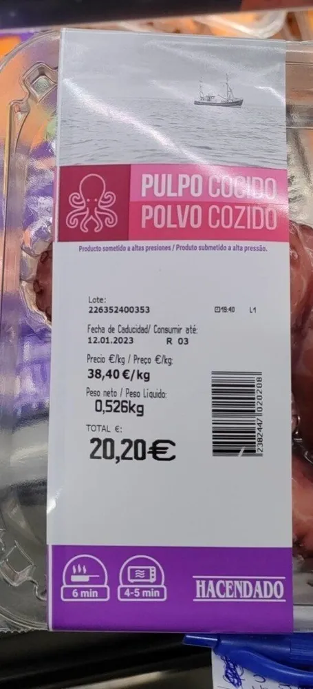 Pulpo cocido