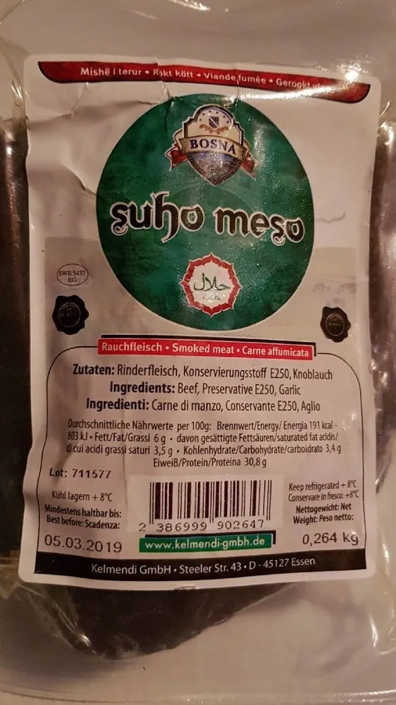 Suho meso (beef smoked meat & E250)
