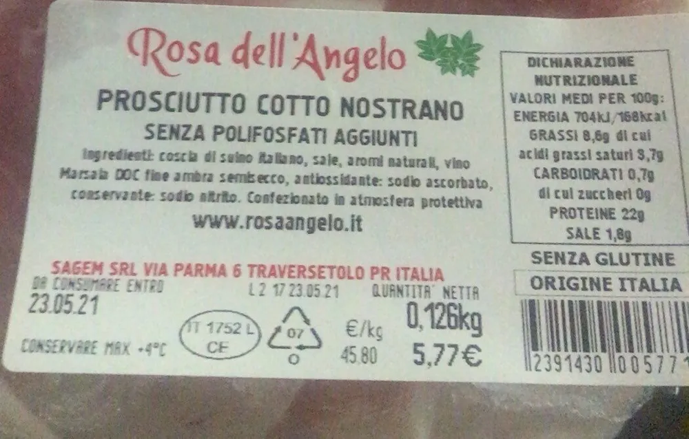 Prosciutto cotto nostrano senza polifosfati