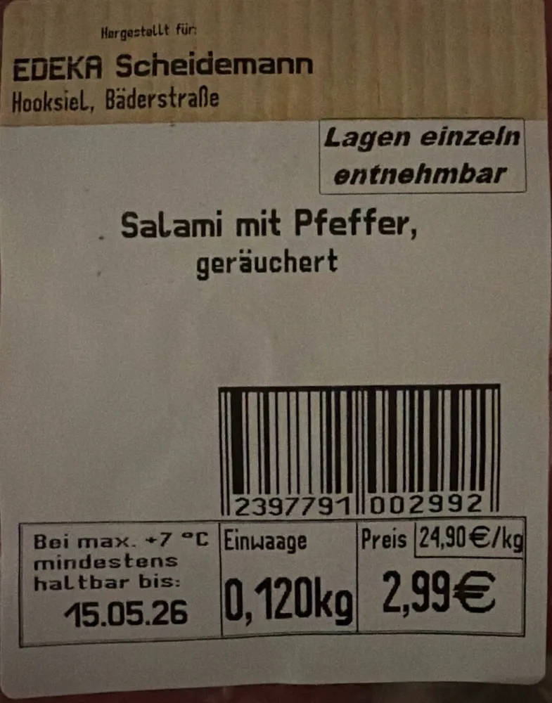 Salami Mit Pfeffer, Geräuchert