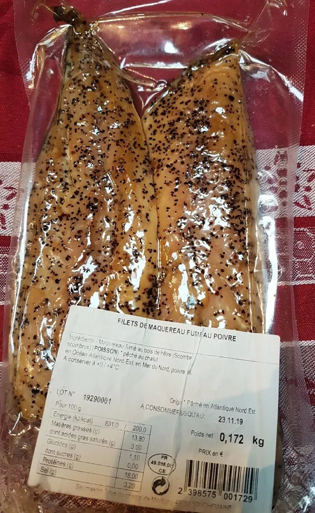 Filet de maquereau fumé au poivre