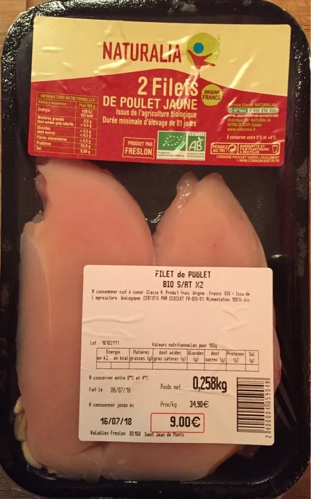 2 Filets de Poulet Jaune