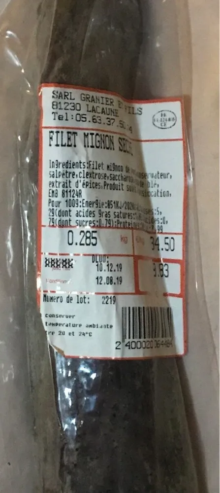 Filet mignon séché