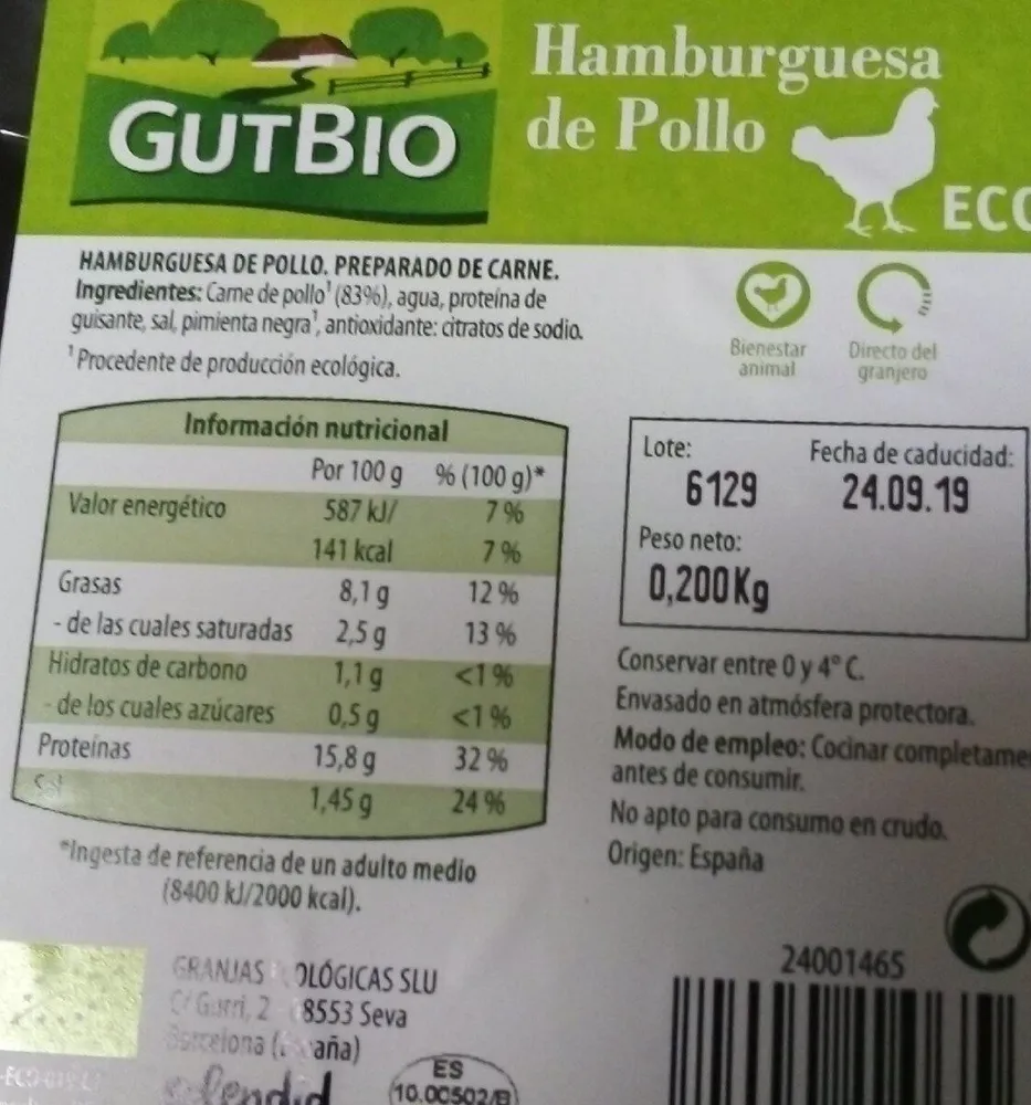 Hamburguesa pollo eco