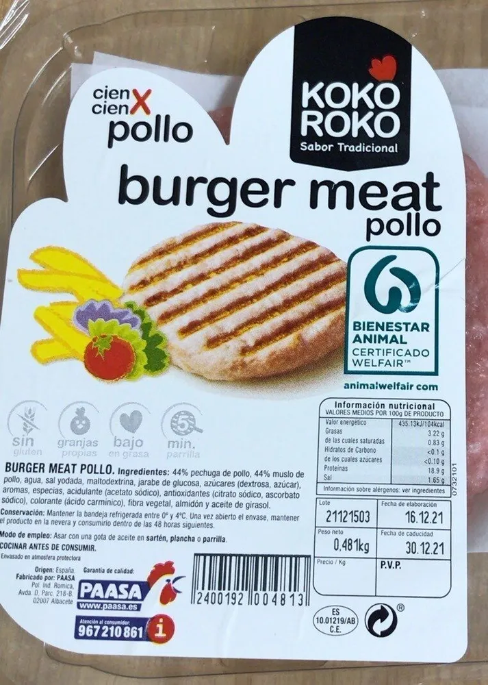 Burger meat pollo