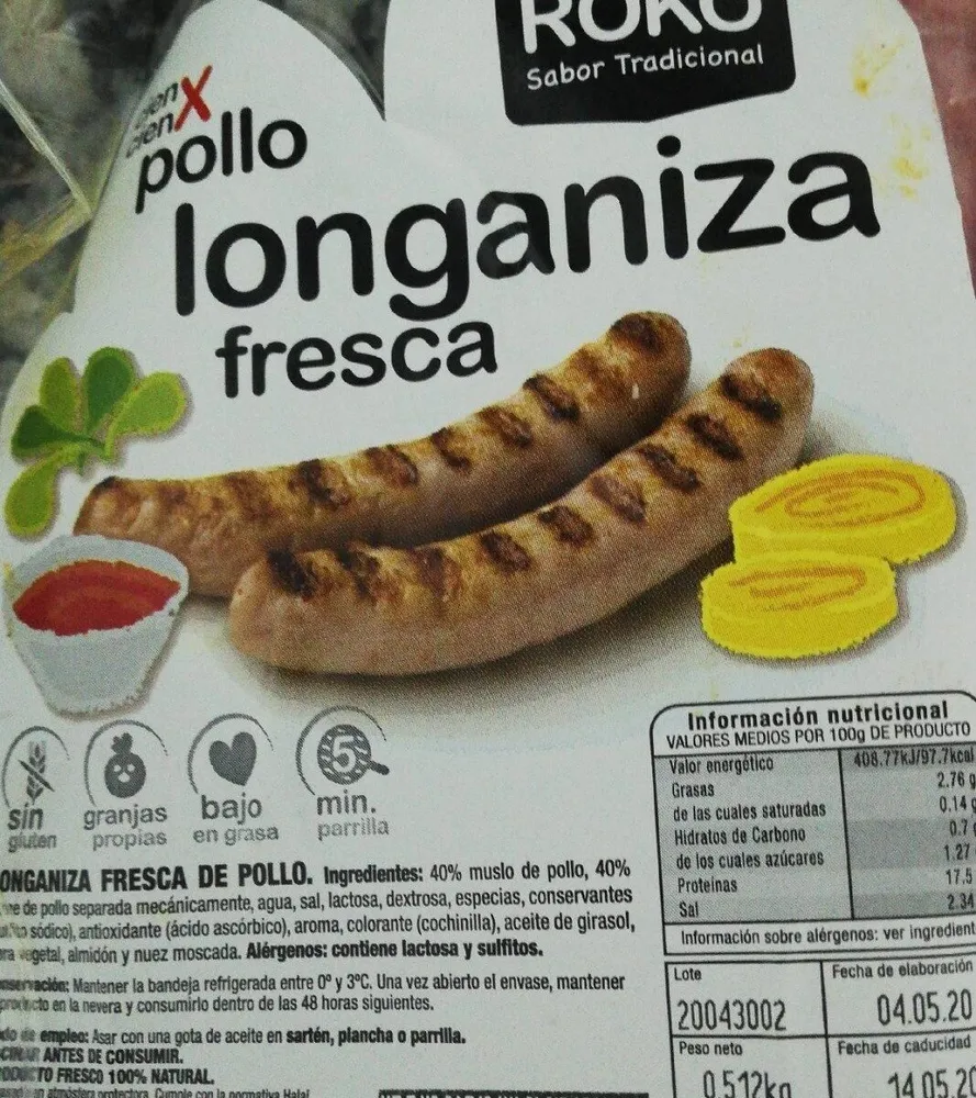 Pollo longaniza fresca