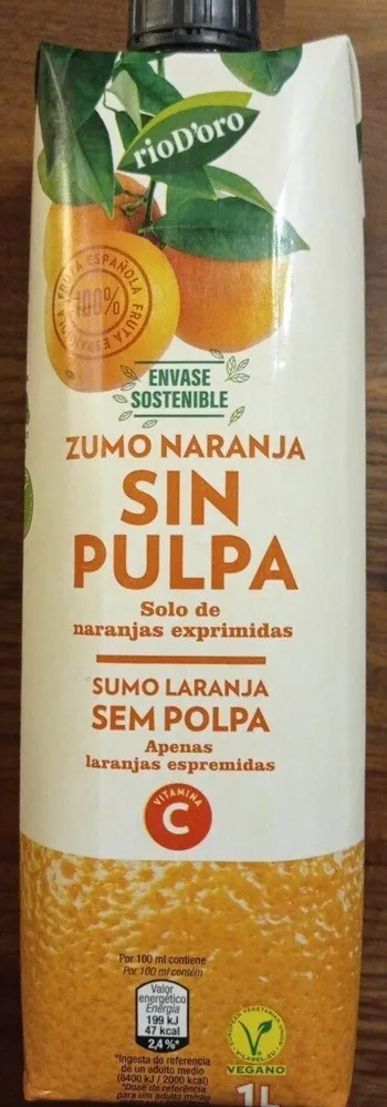 Zumo exprimido 100% sin pulpa