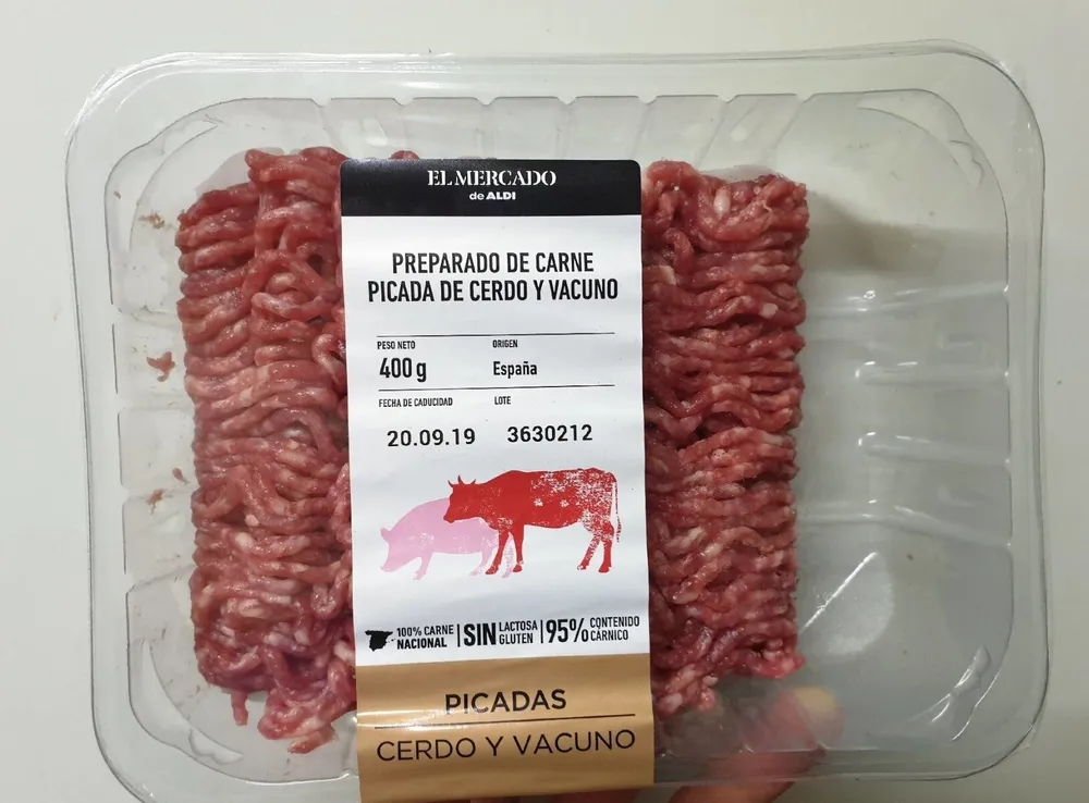 Preparado de carne picada de cerdo y vacuno