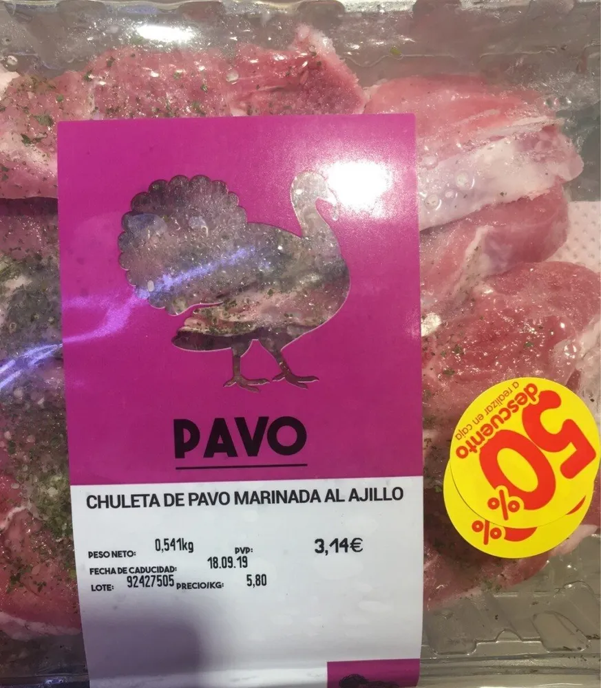 Chuleta de pavo manirado al ajillo