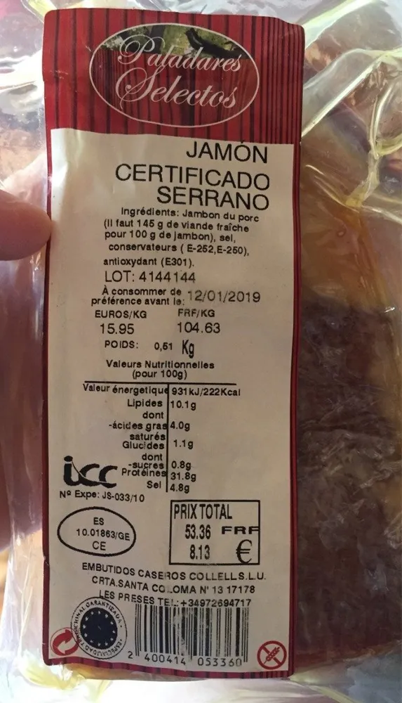 JAMBON CERTIFICADO SERRANO