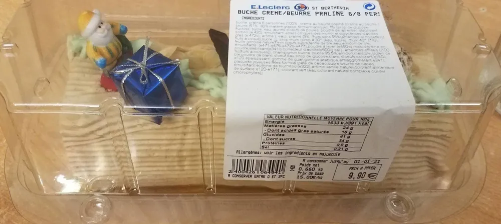Bûche creme/beurre praline 6/8 pers