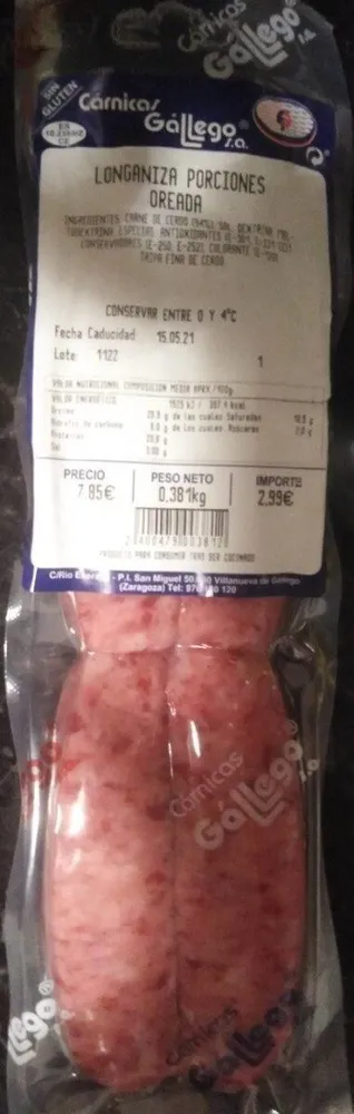 Longaniza porciones oreada